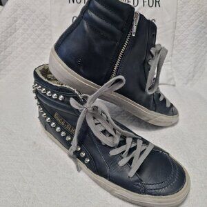 Golden Goose 7.5 8 Rare Black Stud GGDB slide